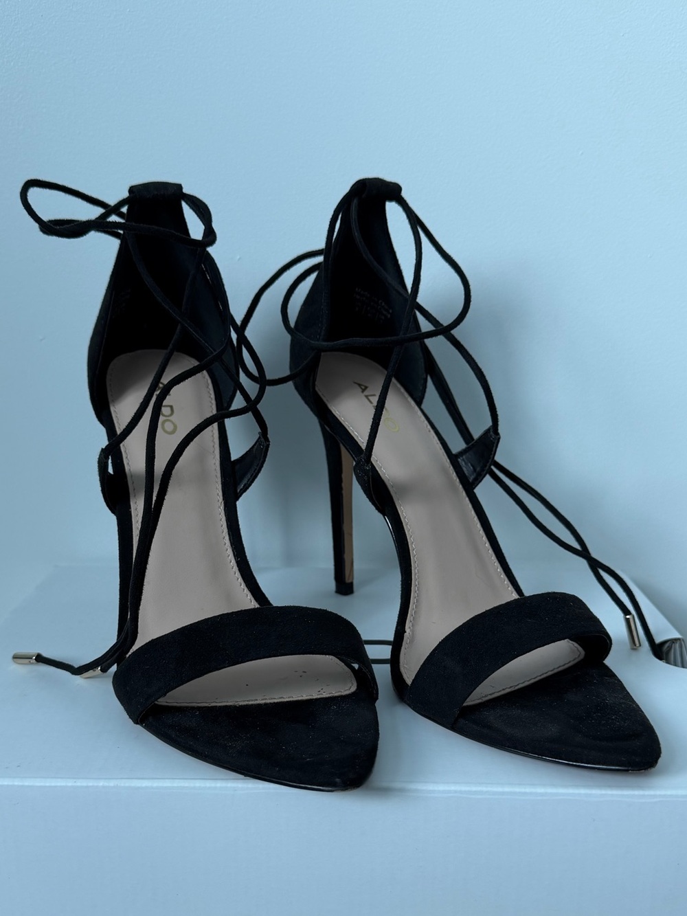Aldo ELITHRANIA Lace Up Heels Sandals Pointed Suede
